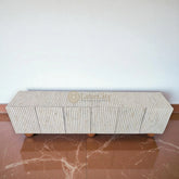 Bone Inlay Esther Design Media Cabinet Grey | Entertainment Unit Grey